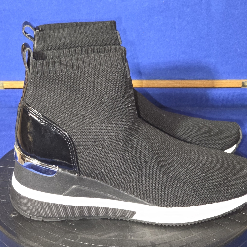 Women's Michael Kors Skyler Black Knit Wedge Sneakers, Sz. 7.5M-US